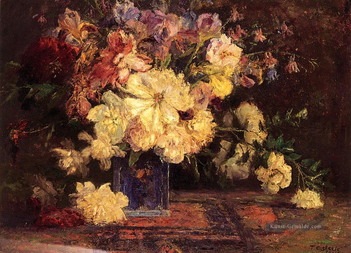 Stillleben mit Pfingstrosen impressionistischen Blumen Theodore Clement Steele Ölgemälde